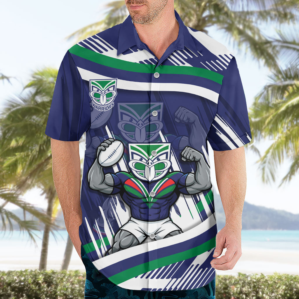 New Zealand Warriors Rugby Mascot Hawaiian Shirt Fierce Athlete Graphic in Sports Style