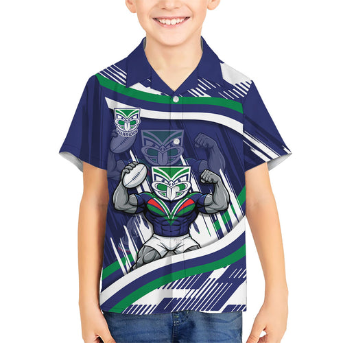 New Zealand Warriors Rugby Mascot Hawaiian Shirt Fierce Athlete Graphic in Sports Style