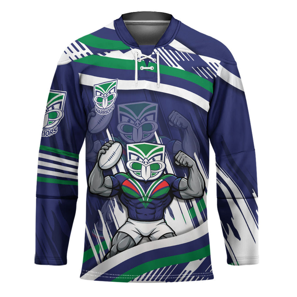 New Zealand Warriors Rugby Mascot Hockey Jersey Fierce Athlete Graphic in Sports Style