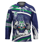 New Zealand Warriors Rugby Mascot Hockey Jersey Fierce Athlete Graphic in Sports Style