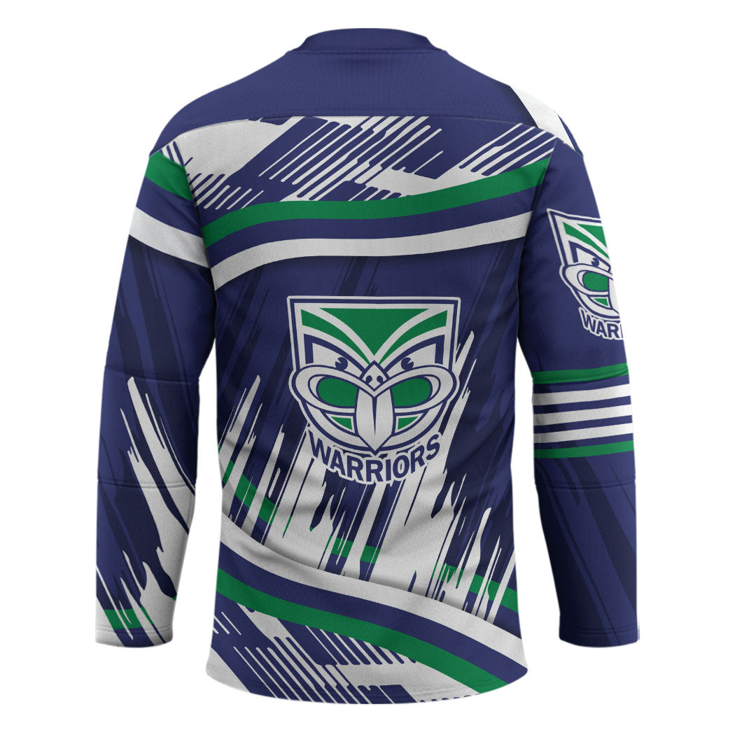 New Zealand Warriors Rugby Mascot Hockey Jersey Fierce Athlete Graphic in Sports Style