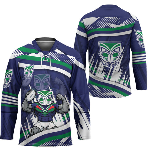 New Zealand Warriors Rugby Mascot Hockey Jersey Fierce Athlete Graphic in Sports Style