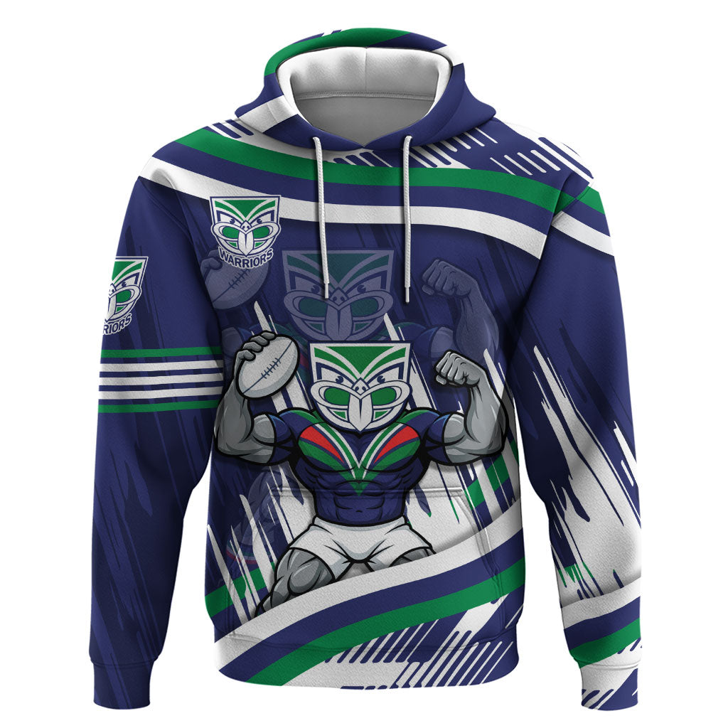 New Zealand Warriors Rugby Mascot Hoodie Fierce Athlete Graphic in Sports Style