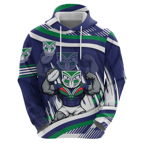 New Zealand Warriors Rugby Mascot Hoodie Fierce Athlete Graphic in Sports Style