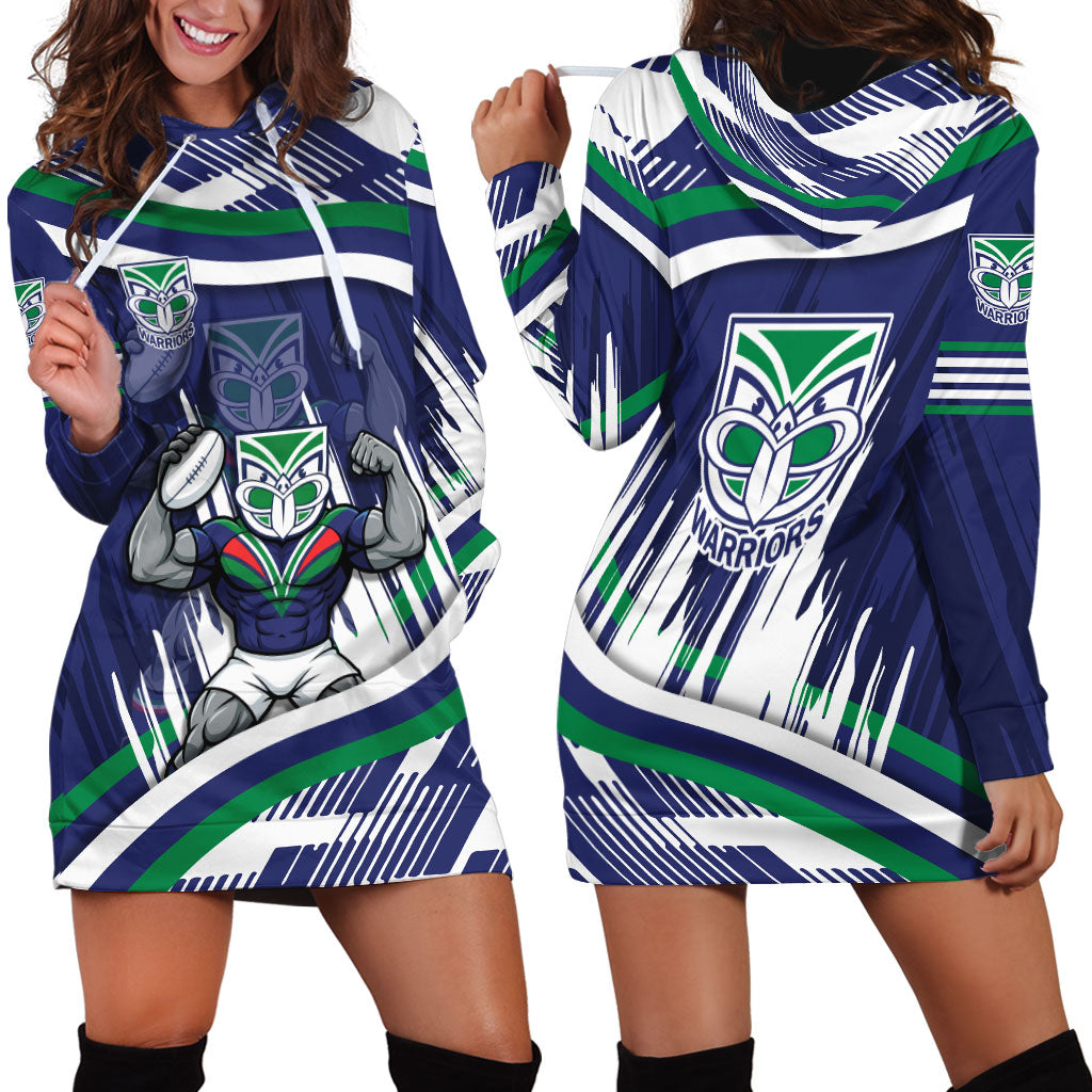 New Zealand Warriors Rugby Mascot Hoodie Dress Fierce Athlete Graphic in Sports Style