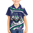 New Zealand Warriors Rugby Mascot Kid Hawaiian Shirt Fierce Athlete Graphic in Sports Style