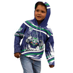 New Zealand Warriors Rugby Mascot Kid Hoodie Fierce Athlete Graphic in Sports Style