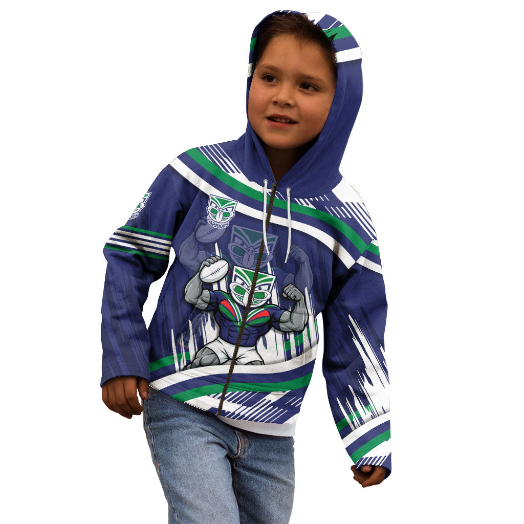 New Zealand Warriors Rugby Mascot Kid Hoodie Fierce Athlete Graphic in Sports Style