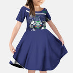 New Zealand Warriors Rugby Mascot Kid Short Sleeve Dress Fierce Athlete Graphic in Sports Style