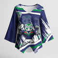 New Zealand Warriors Rugby Mascot Kimono Sleeve Blouse Fierce Athlete Graphic in Sports Style