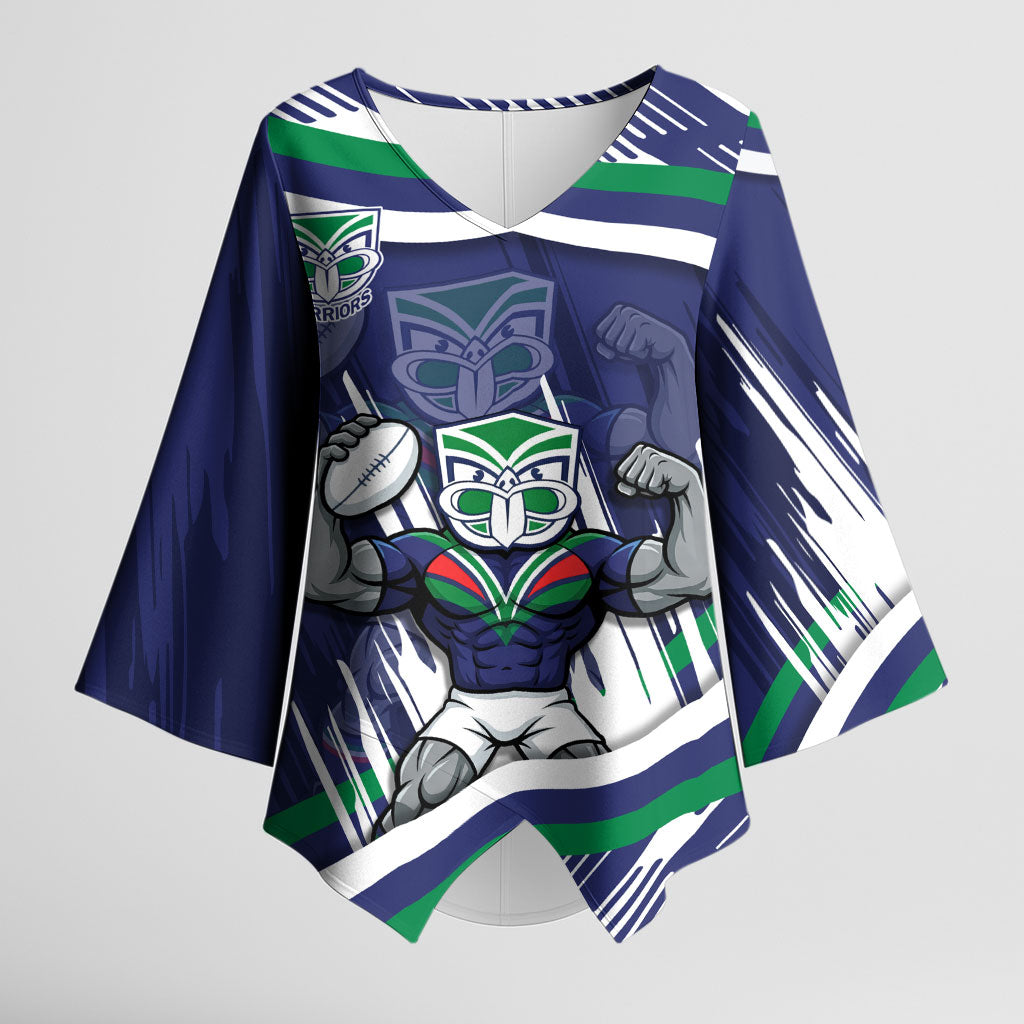New Zealand Warriors Rugby Mascot Kimono Sleeve Blouse Fierce Athlete Graphic in Sports Style
