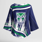 New Zealand Warriors Rugby Mascot Kimono Sleeve Blouse Fierce Athlete Graphic in Sports Style