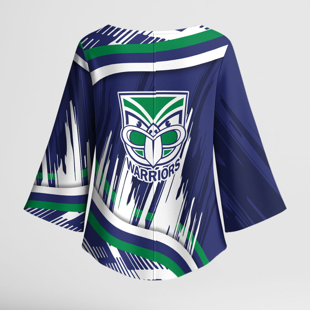 New Zealand Warriors Rugby Mascot Kimono Sleeve Blouse Fierce Athlete Graphic in Sports Style