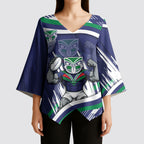 New Zealand Warriors Rugby Mascot Kimono Sleeve Blouse Fierce Athlete Graphic in Sports Style