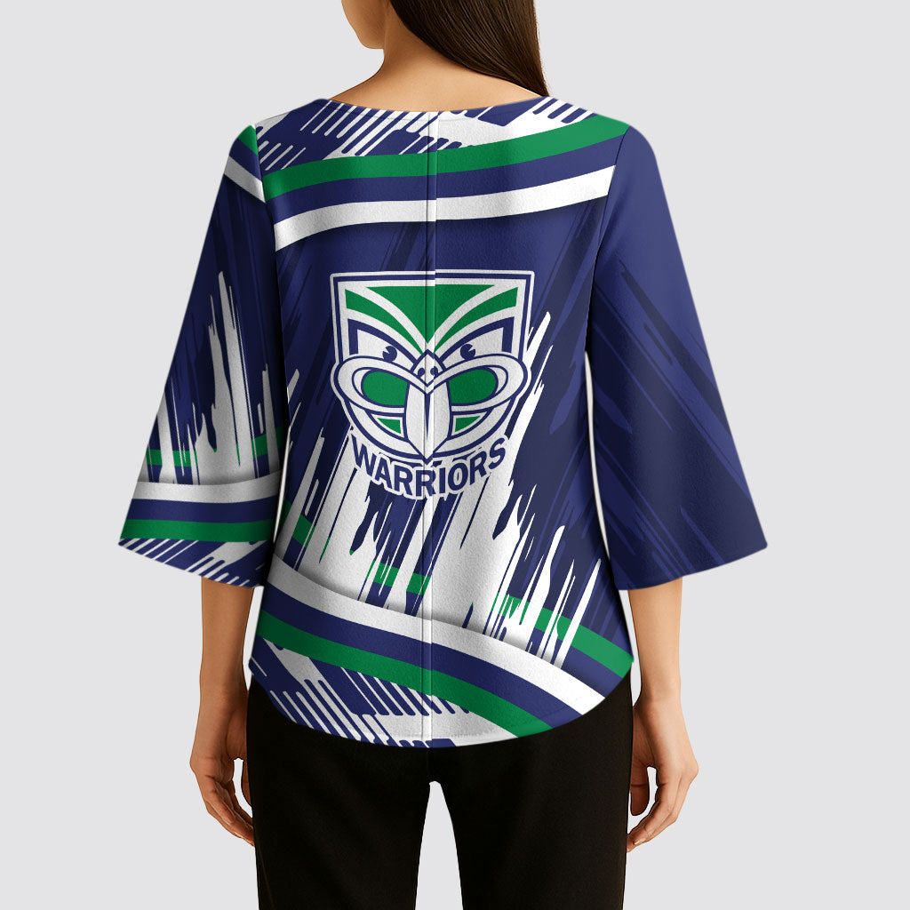 New Zealand Warriors Rugby Mascot Kimono Sleeve Blouse Fierce Athlete Graphic in Sports Style