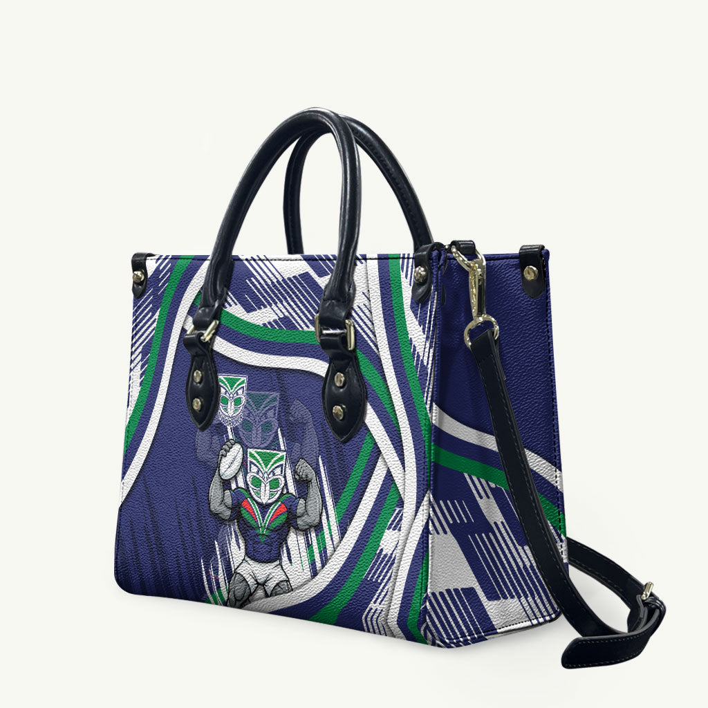 New Zealand Warriors Rugby Mascot Leather Bag Fierce Athlete Graphic in Sports Style