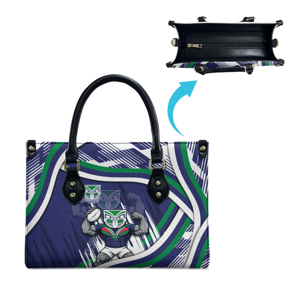 New Zealand Warriors Rugby Mascot Leather Bag Fierce Athlete Graphic in Sports Style