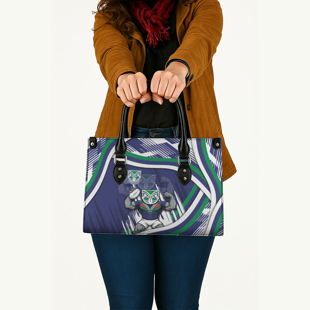 New Zealand Warriors Rugby Mascot Leather Bag Fierce Athlete Graphic in Sports Style