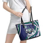 New Zealand Warriors Rugby Mascot Leather Tote Bag Fierce Athlete Graphic in Sports Style