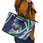 New Zealand Warriors Rugby Mascot Leather Tote Bag Fierce Athlete Graphic in Sports Style