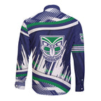 New Zealand Warriors Rugby Mascot Long Sleeve Button Shirt Fierce Athlete Graphic in Sports Style