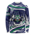 New Zealand Warriors Rugby Mascot Long Sleeve Shirt Fierce Athlete Graphic in Sports Style