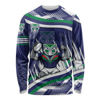 New Zealand Warriors Rugby Mascot Long Sleeve Shirt Fierce Athlete Graphic in Sports Style