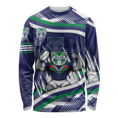 New Zealand Warriors Rugby Mascot Long Sleeve Shirt Fierce Athlete Graphic in Sports Style
