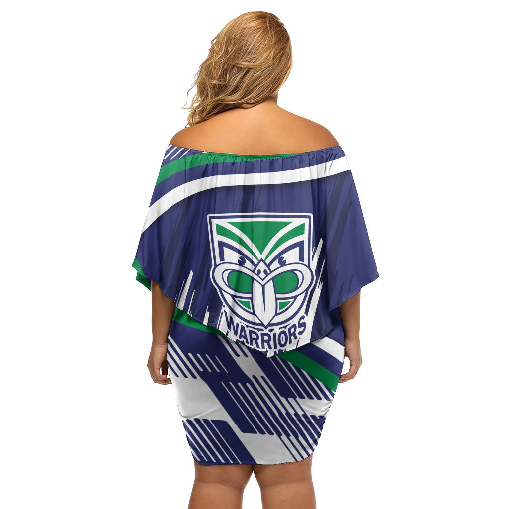 New Zealand Warriors Rugby Mascot Off Shoulder Short Dress Fierce Athlete Graphic in Sports Style
