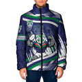 New Zealand Warriors Rugby Mascot Padded Jacket Fierce Athlete Graphic in Sports Style