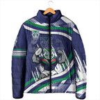 New Zealand Warriors Rugby Mascot Padded Jacket Fierce Athlete Graphic in Sports Style