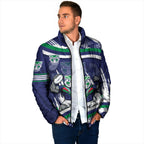 New Zealand Warriors Rugby Mascot Padded Jacket Fierce Athlete Graphic in Sports Style