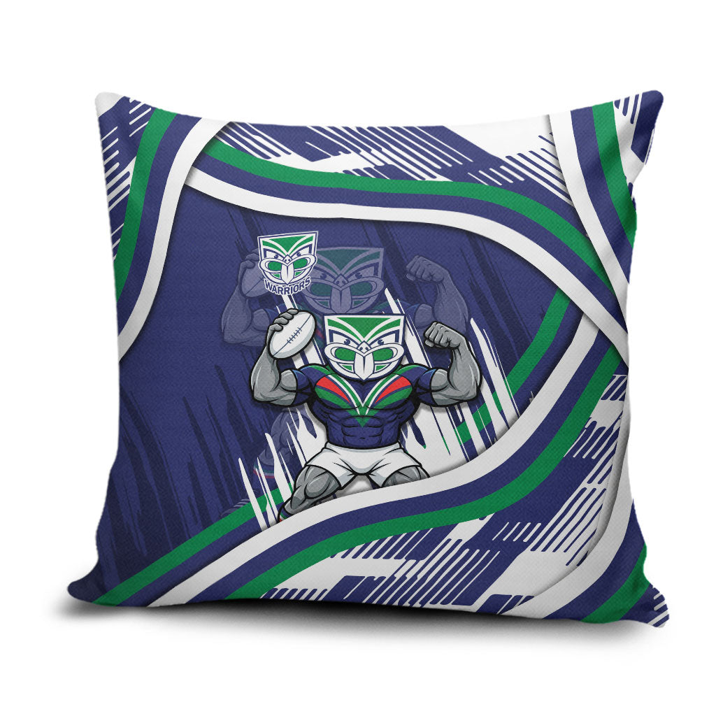 New Zealand Warriors Rugby Mascot Pillow Cover Fierce Athlete Graphic in Sports Style