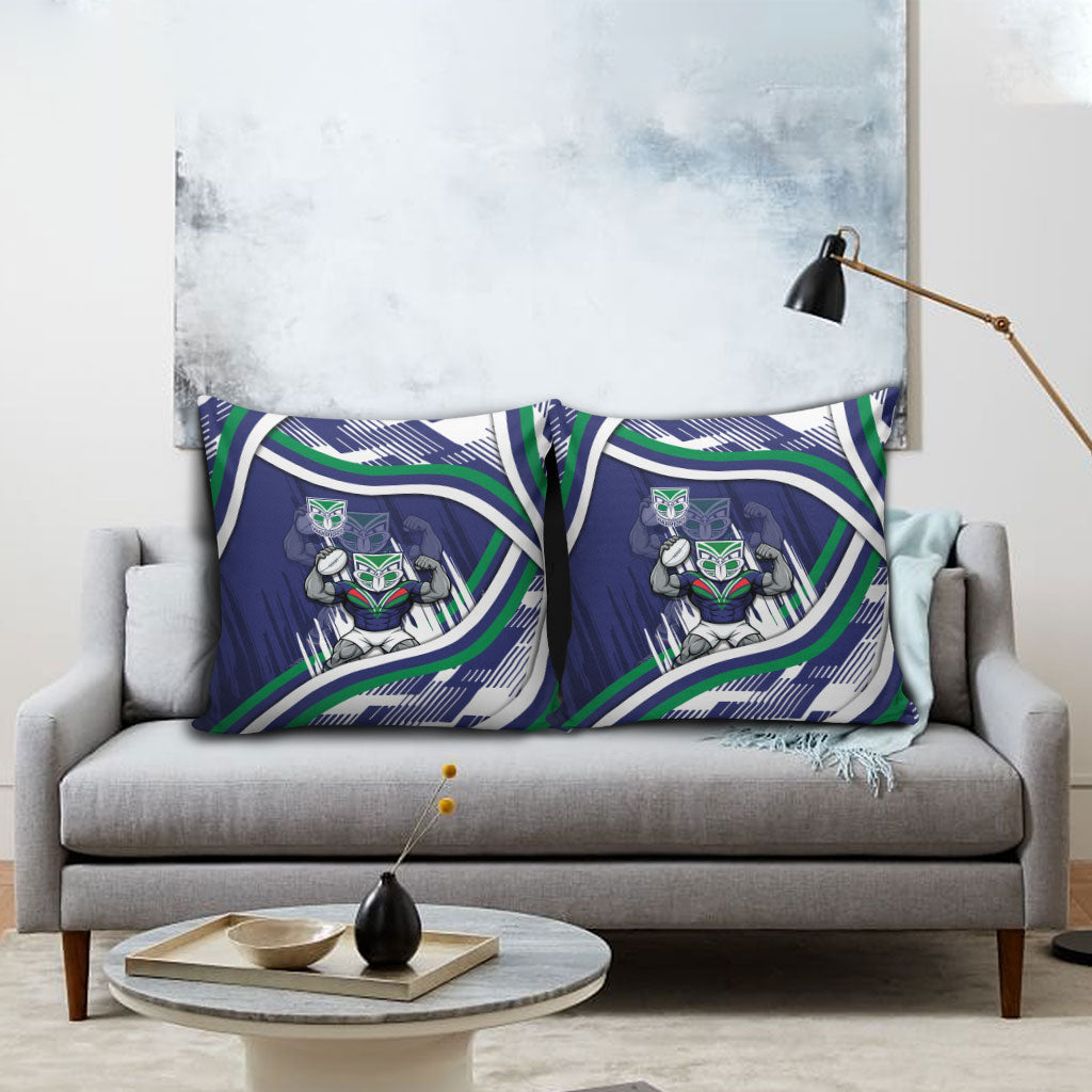New Zealand Warriors Rugby Mascot Pillow Cover Fierce Athlete Graphic in Sports Style