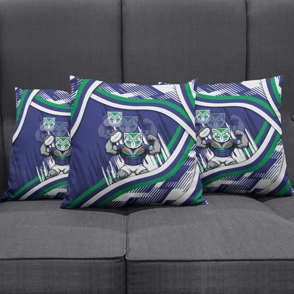 New Zealand Warriors Rugby Mascot Pillow Cover Fierce Athlete Graphic in Sports Style