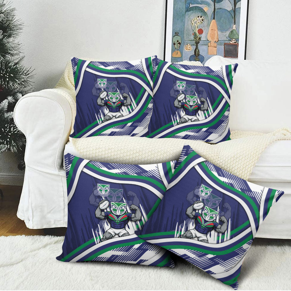 New Zealand Warriors Rugby Mascot Pillow Cover Fierce Athlete Graphic in Sports Style