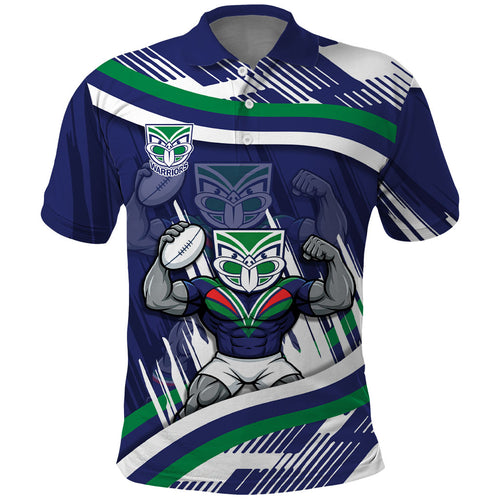 New Zealand Warriors Rugby Mascot Polo Shirt Fierce Athlete Graphic in Sports Style