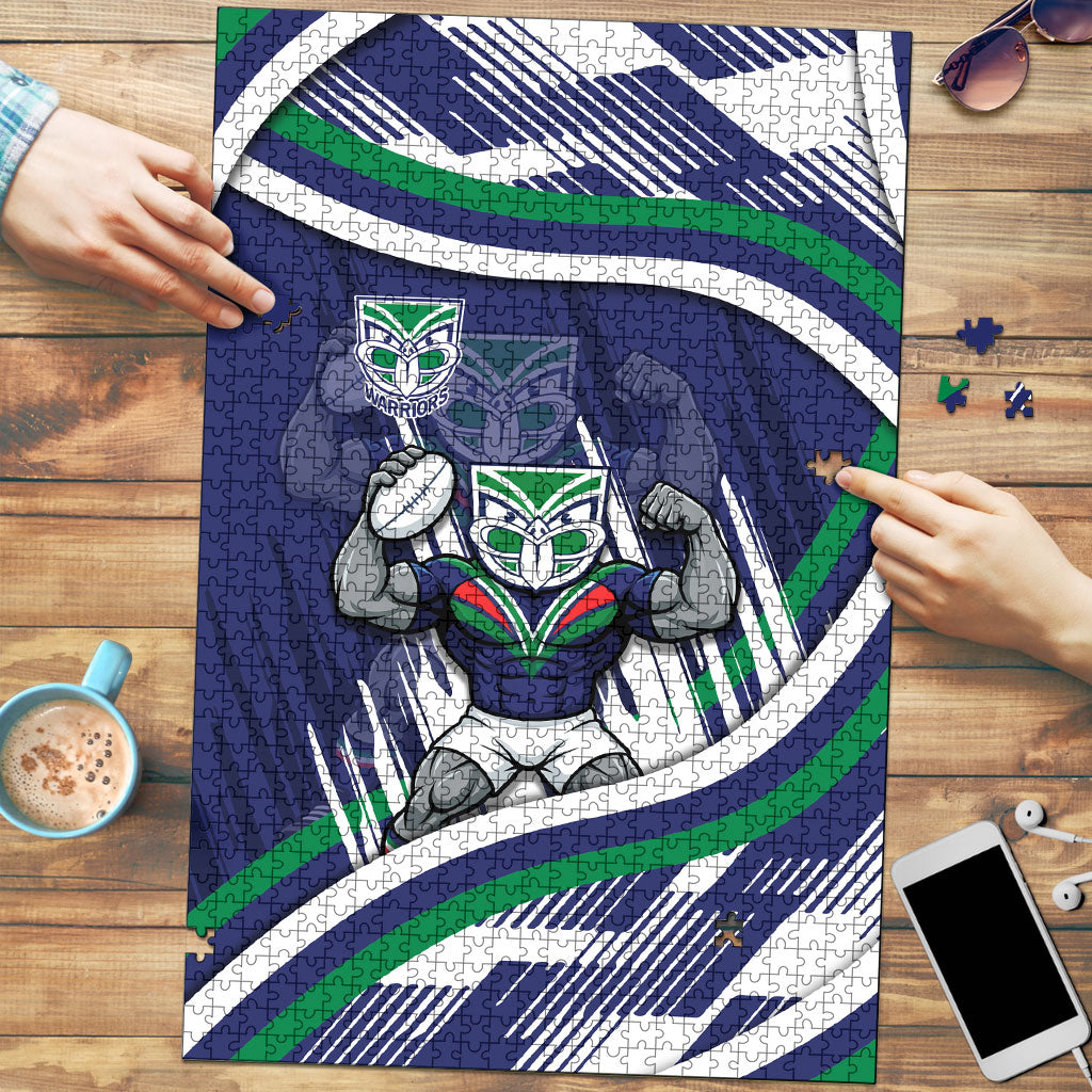 New Zealand Warriors Rugby Mascot Puzzle Fierce Athlete Graphic in Sports Style
