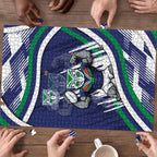 New Zealand Warriors Rugby Mascot Puzzle Fierce Athlete Graphic in Sports Style