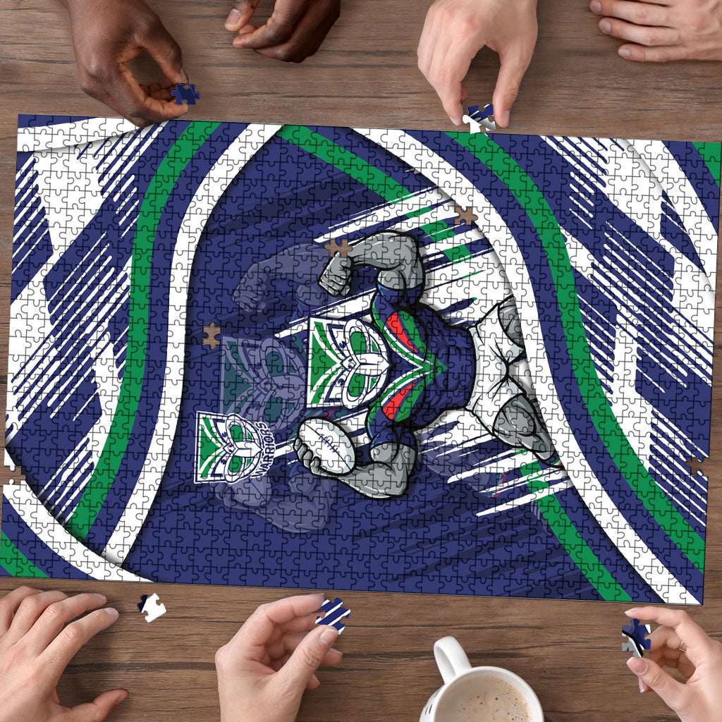 New Zealand Warriors Rugby Mascot Puzzle Fierce Athlete Graphic in Sports Style