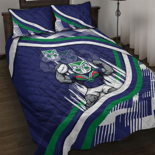 New Zealand Warriors Rugby Mascot Quilt Bed Set Fierce Athlete Graphic in Sports Style
