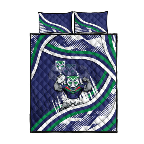 New Zealand Warriors Rugby Mascot Quilt Bed Set Fierce Athlete Graphic in Sports Style