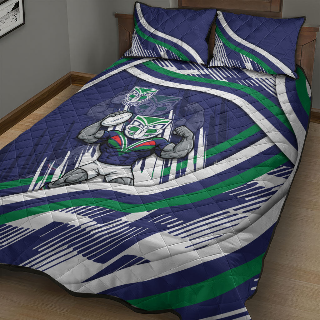 New Zealand Warriors Rugby Mascot Quilt Bed Set Fierce Athlete Graphic in Sports Style