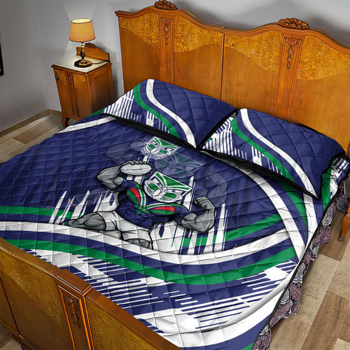 New Zealand Warriors Rugby Mascot Quilt Bed Set Fierce Athlete Graphic in Sports Style