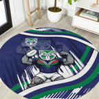 New Zealand Warriors Rugby Mascot Round Carpet Fierce Athlete Graphic in Sports Style