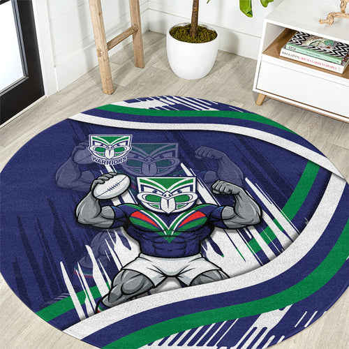 New Zealand Warriors Rugby Mascot Round Carpet Fierce Athlete Graphic in Sports Style