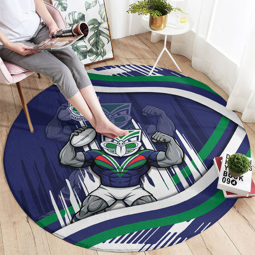 New Zealand Warriors Rugby Mascot Round Carpet Fierce Athlete Graphic in Sports Style