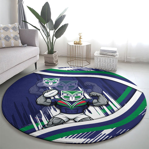 New Zealand Warriors Rugby Mascot Round Carpet Fierce Athlete Graphic in Sports Style
