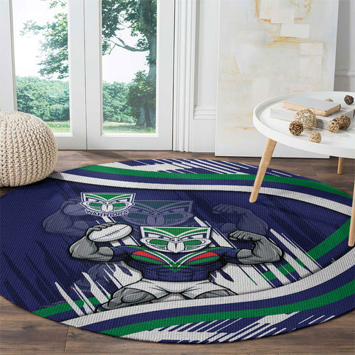 New Zealand Warriors Rugby Mascot Round Carpet Fierce Athlete Graphic in Sports Style