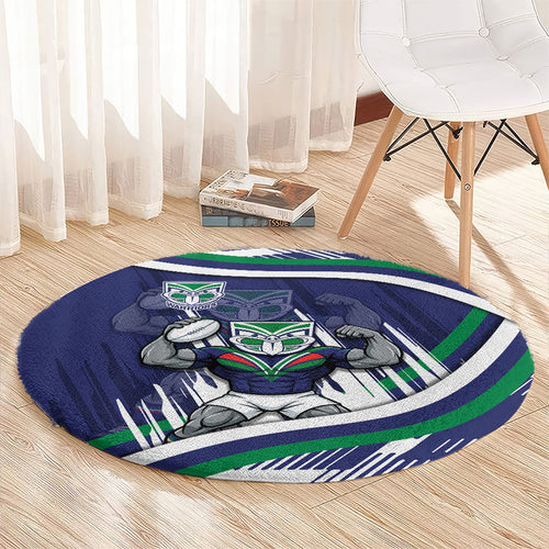 New Zealand Warriors Rugby Mascot Round Carpet Fierce Athlete Graphic in Sports Style